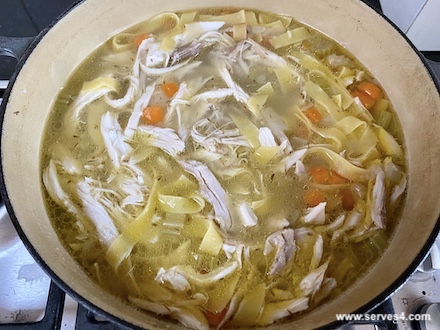 One of the most popular chicken dinner recipes for family meals has got to be chicken noodle soup, simple yet tasty and comforting.