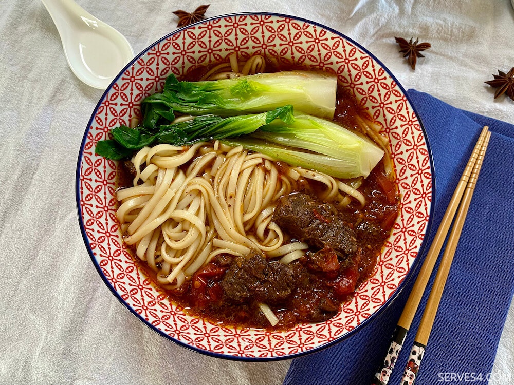 Chinese Beef Noodle Soup cooked in the Instant Pot (红烧牛肉面)