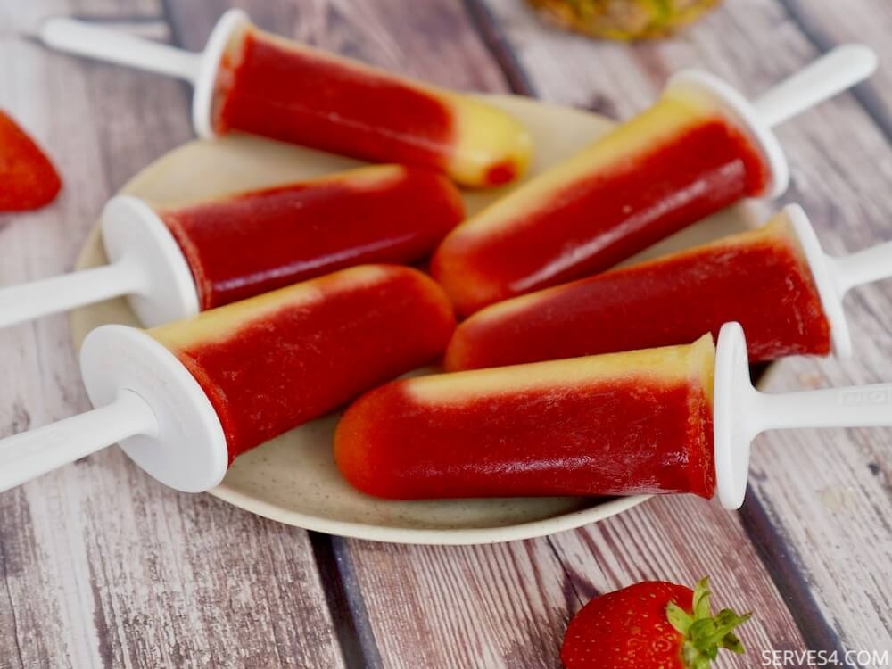 Pineapple Ice Pops with Strawberry