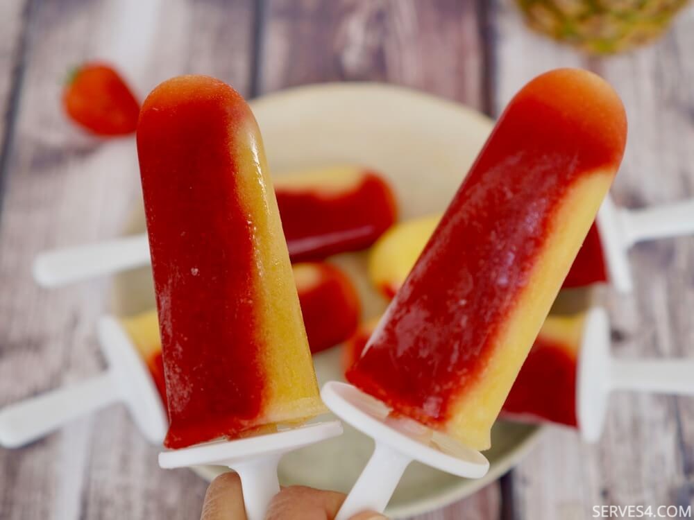 Pineapple Ice Pops with Strawberry