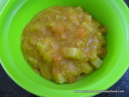 This delicious baby soup recipe for Root Vegetable and Lentil Soup is both filling and warming.