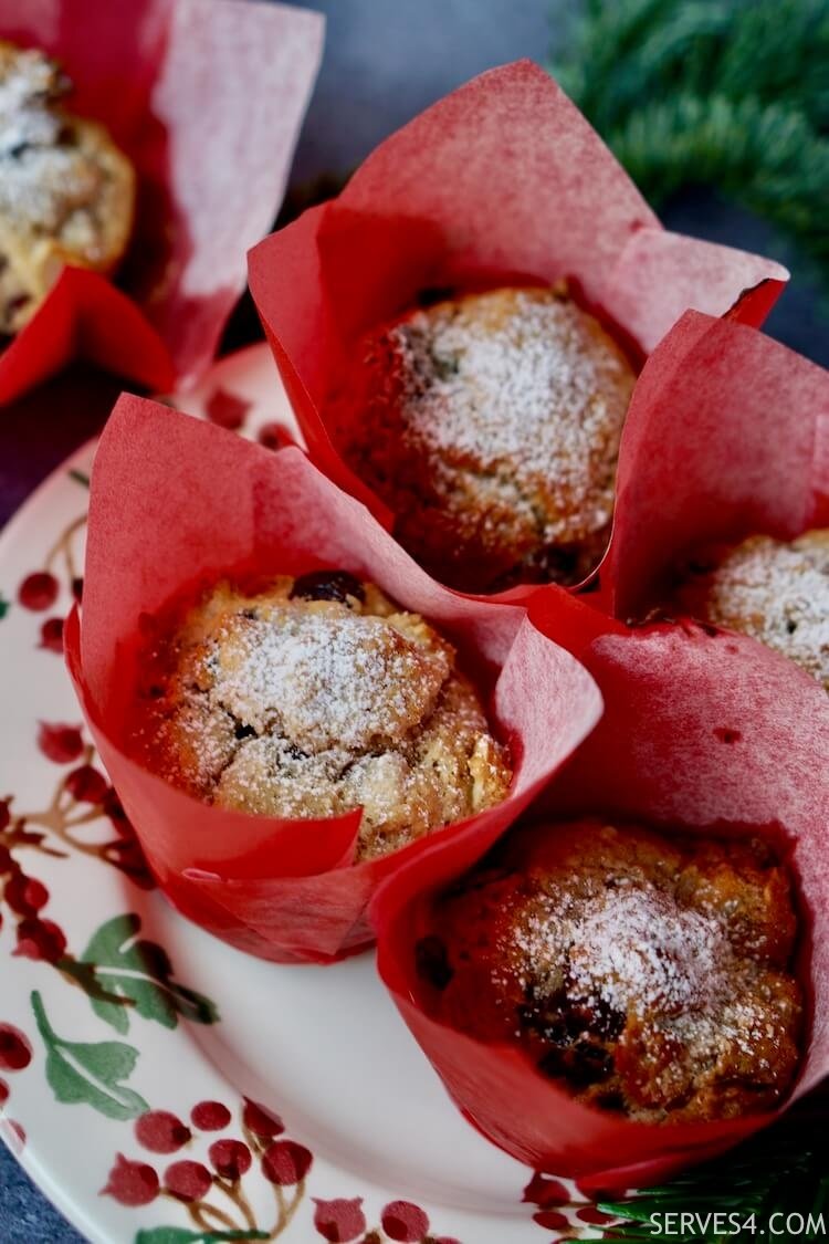 This Christmas muffin recipe is inspired by the traditional Christmas stollen but quick and easy enough to make for Christmas morning breakfast!