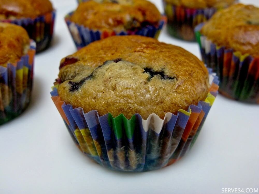 Sugar Free Banana and Blueberry Mini Muffins