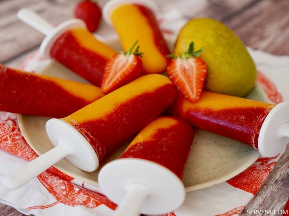 Mango and Strawberry Ice Pops