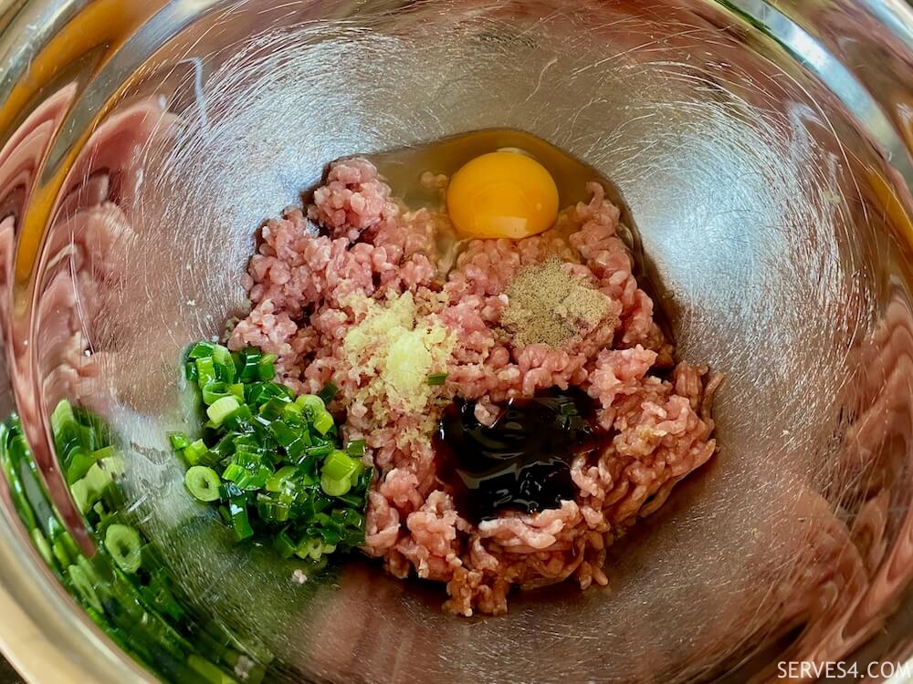 Making Pork and Chive Dumpling Filling