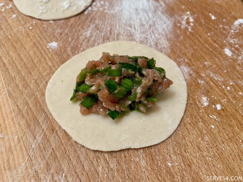 Making Pork and Chive Dumpling Filling